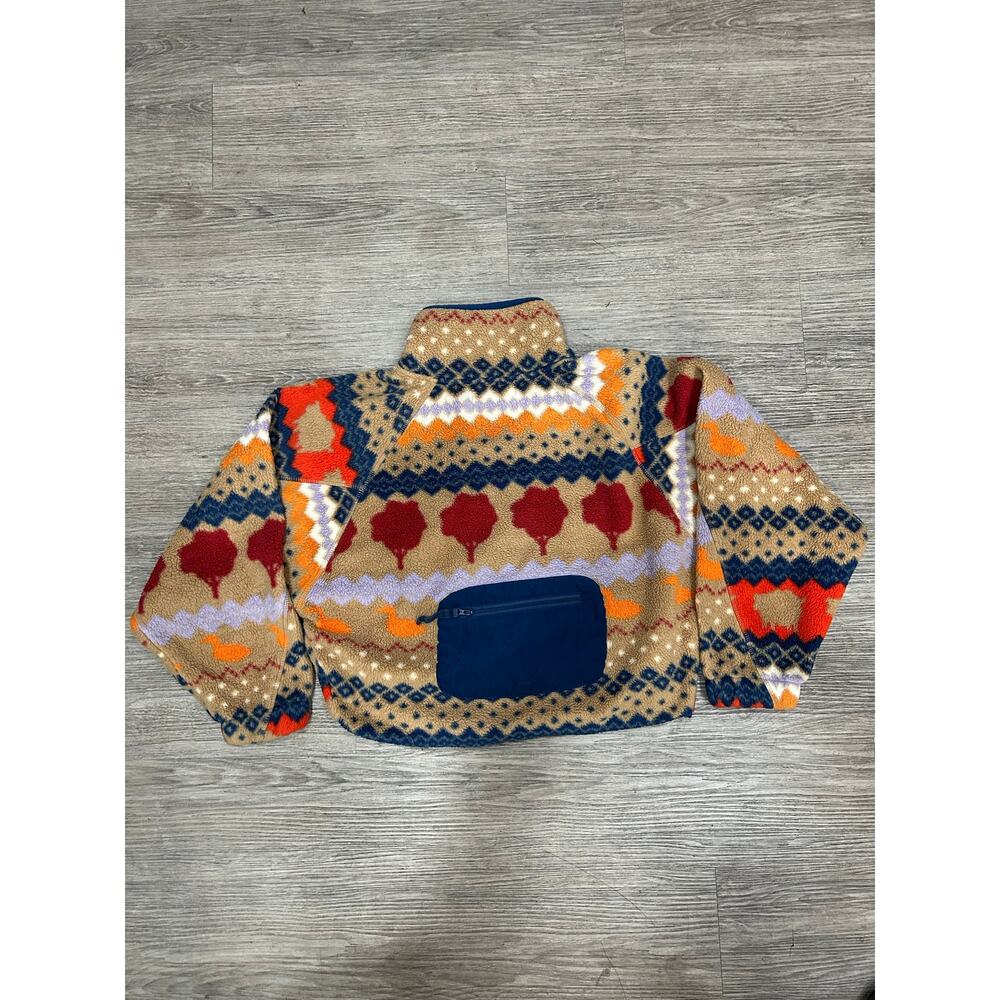 Urban Outfitters Fleece Jacket Womens XS Fair Isle Aztec Trees Ducks Full Zip - Picture 6 of 8
